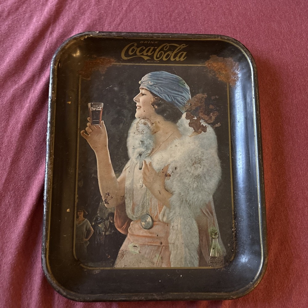 Vintage Coca Cola Metal Serving Tray Flapper Girl 1925 Advertisement 1973 USA